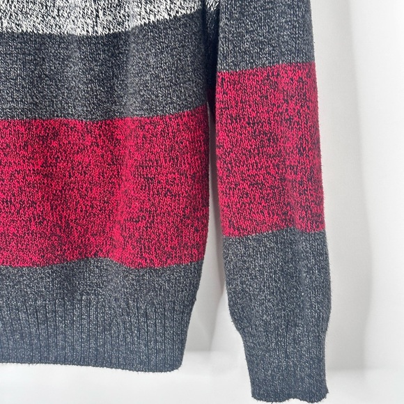 Chaps Sweater Mens Med Red & Gray Pullover Henley Mock Neck - Picture 11 of 15